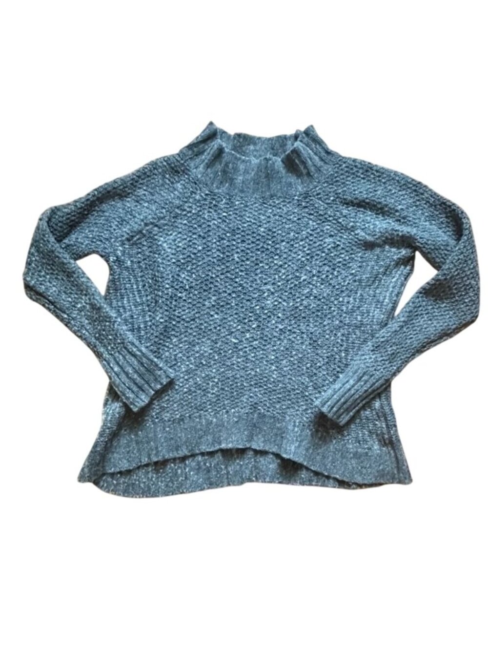 American Eagle Mock Neck Sweater-Heathered Gray-Large-Fair